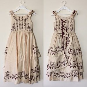New Girls Cream/Maroon Dress